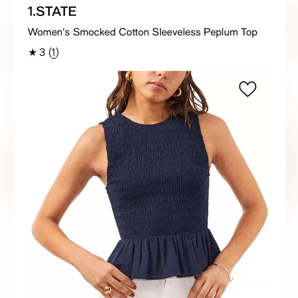 NWT Navy Peplum Shirt